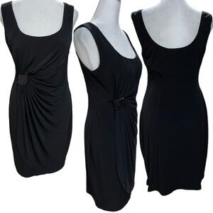 econnected Black Sleeveless Ruched Side Sequins Detail Mini Dress Size 8P